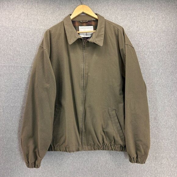 London Fog Limited Edition Men's XL Long Jacket Green Tan Plaid Flannel Lined - Picture 1 of 10